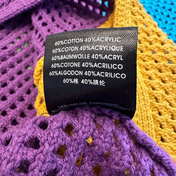 Lazy Oaf Moody Stripe Open Knit Oversized Polo Shirt Top Size S - Picture 5 of 8